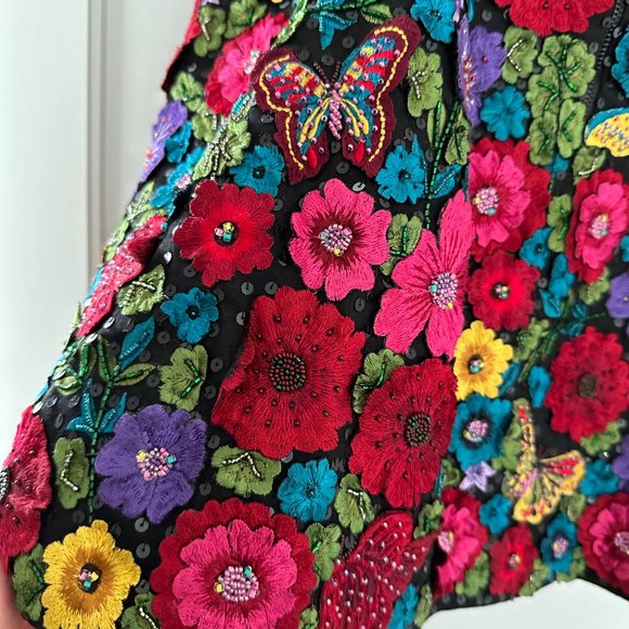 Alice + Olivia Lindsey A-line Mini Dress Multicolor Allover Floral Embroidery - Picture 12 of 12